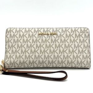 Michael Kors Large Continental Wallet Wristlet Vanilla/Brown